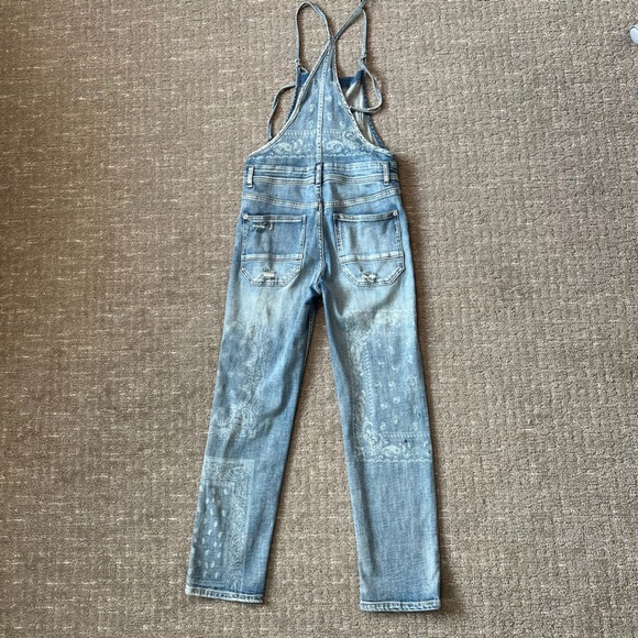Pilcro Anthropologie Painters Denim Overalls Distressed Paisley/Floral Size 26 - Picture 3 of 8